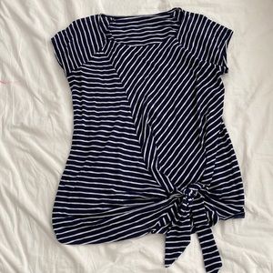 Maternity striped top w/ tie in side